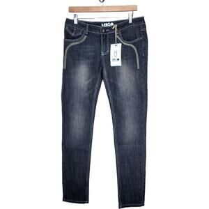 Ergo Wise & Ruthless Jacklyn Skinny Distressed Jeans Black Size 30‎